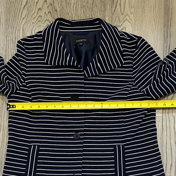 Talbots Navy and White Striped Preppy Nautical Blazer - Picture 10 of 10